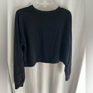 Black Cuffed Semi Cropped Stretchy Shirt